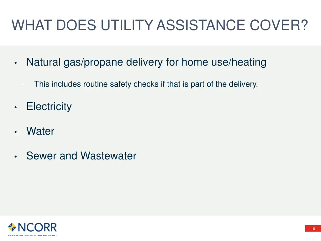 what does utility assistance cover