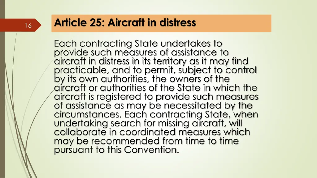 article 25 aircraft in distress