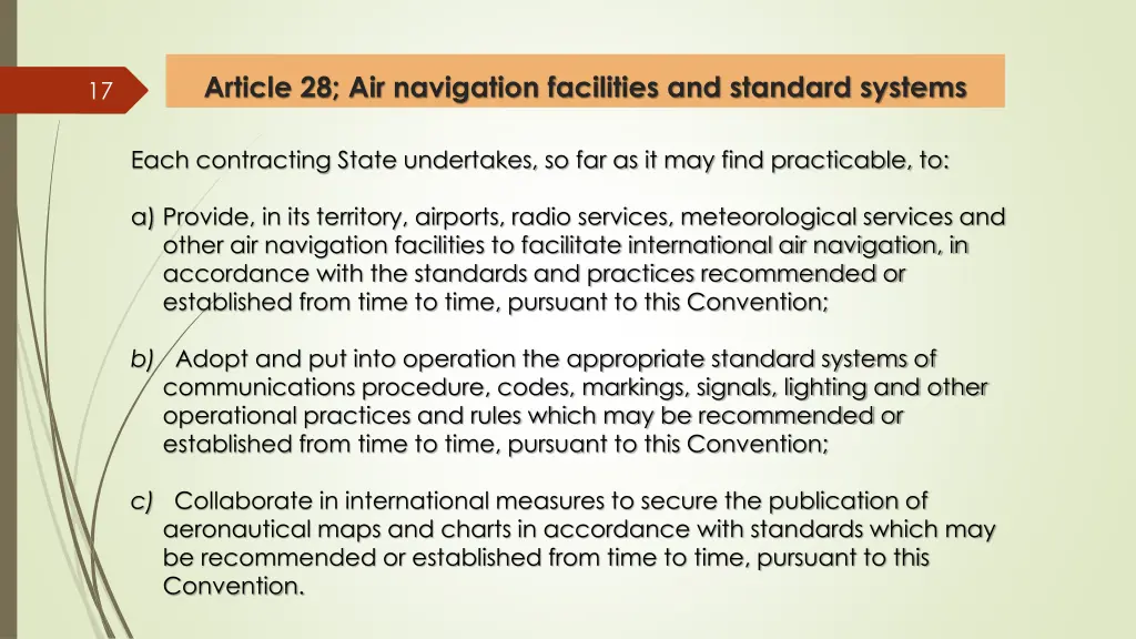 article 28 air navigation facilities and standard