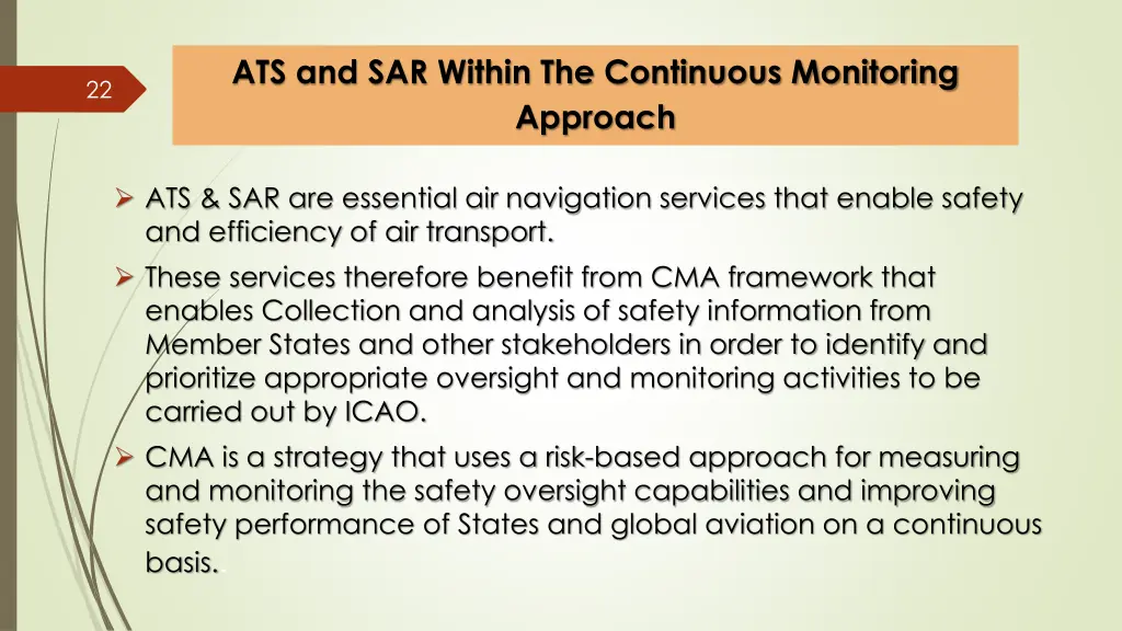 ats and sar within the continuous monitoring