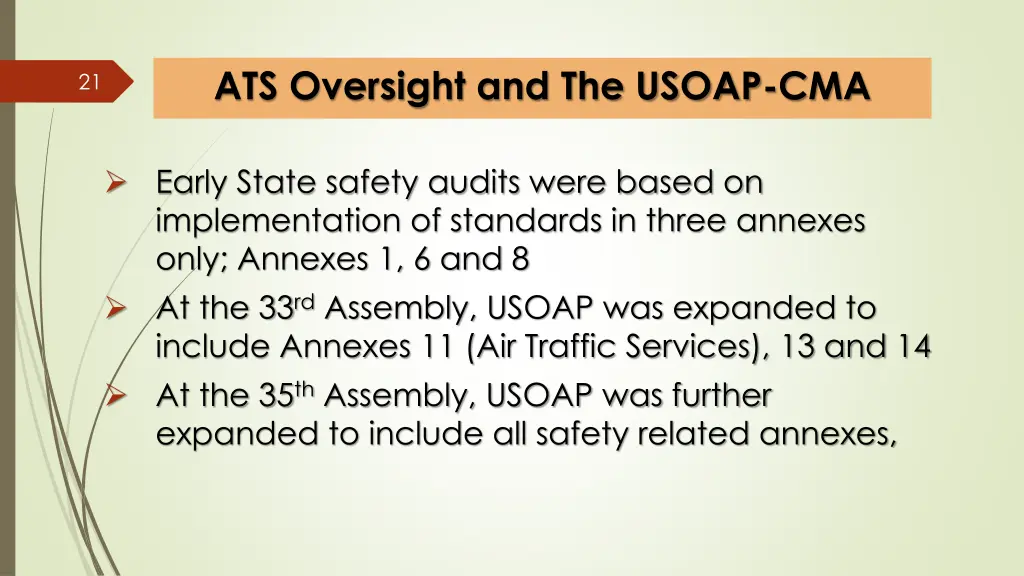 ats oversight and the usoap cma