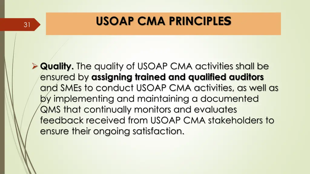 usoap cma principle s