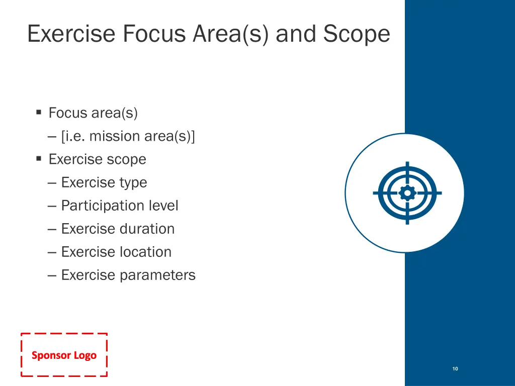 exercise focus area s and scope