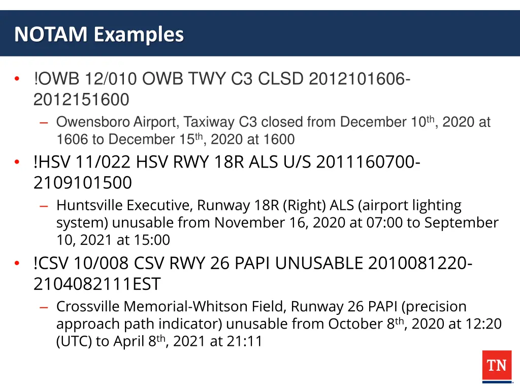 notam examples 1