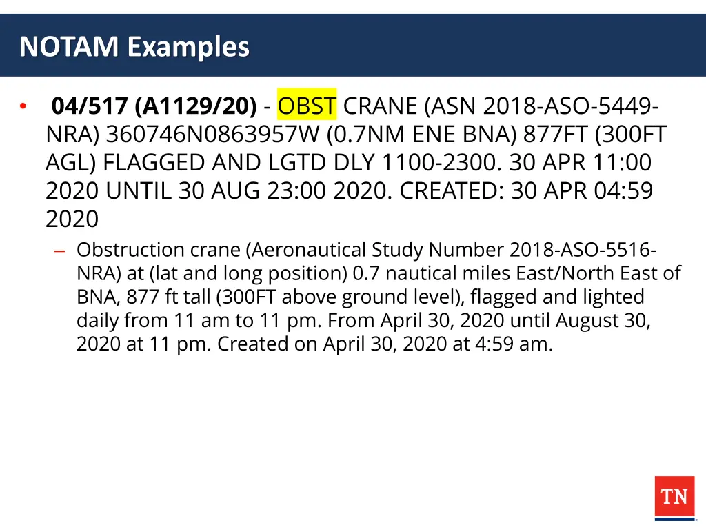 notam examples