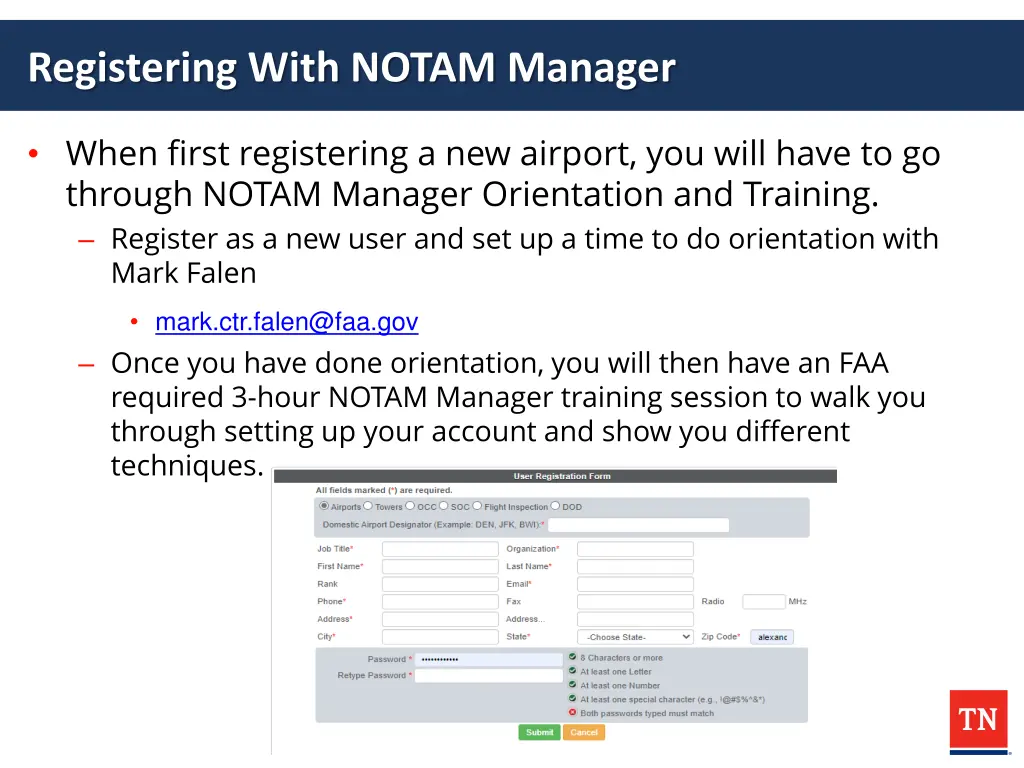 registering with notam manager