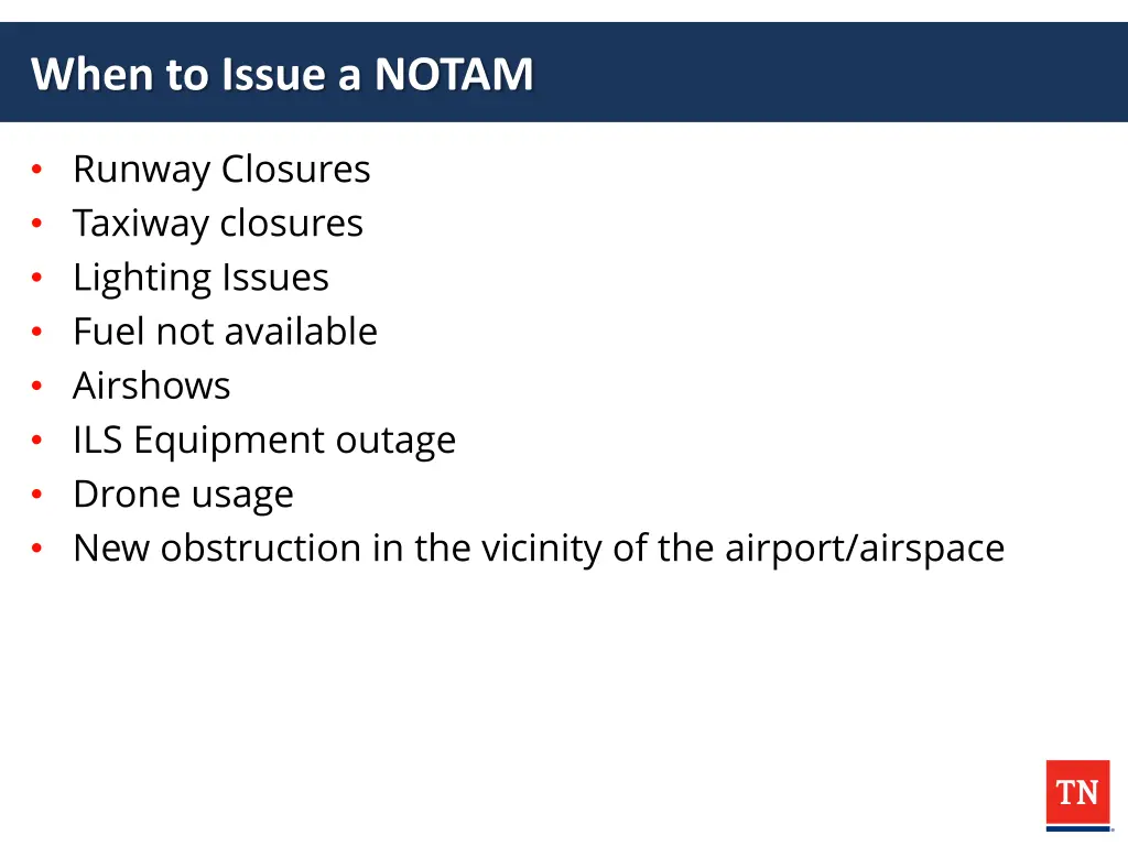 when to issue a notam