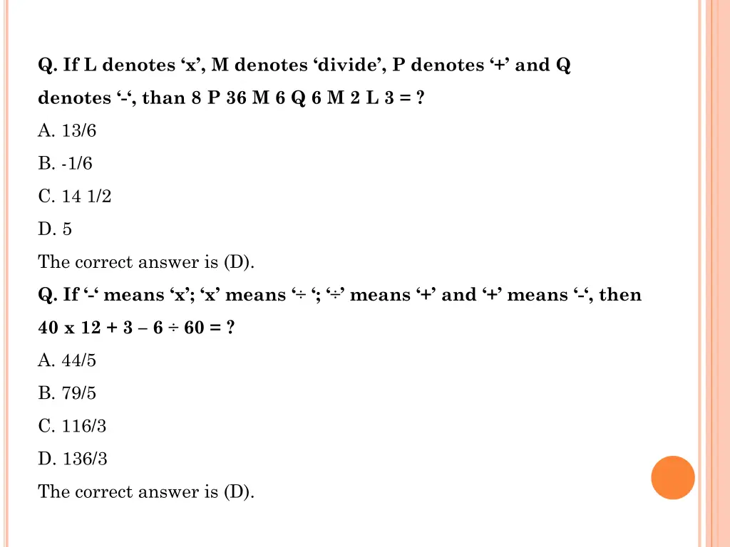 q if l denotes x m denotes divide p denotes and q