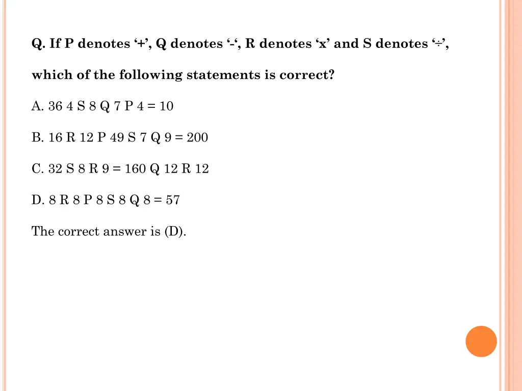 q if p denotes q denotes r denotes x and s denotes