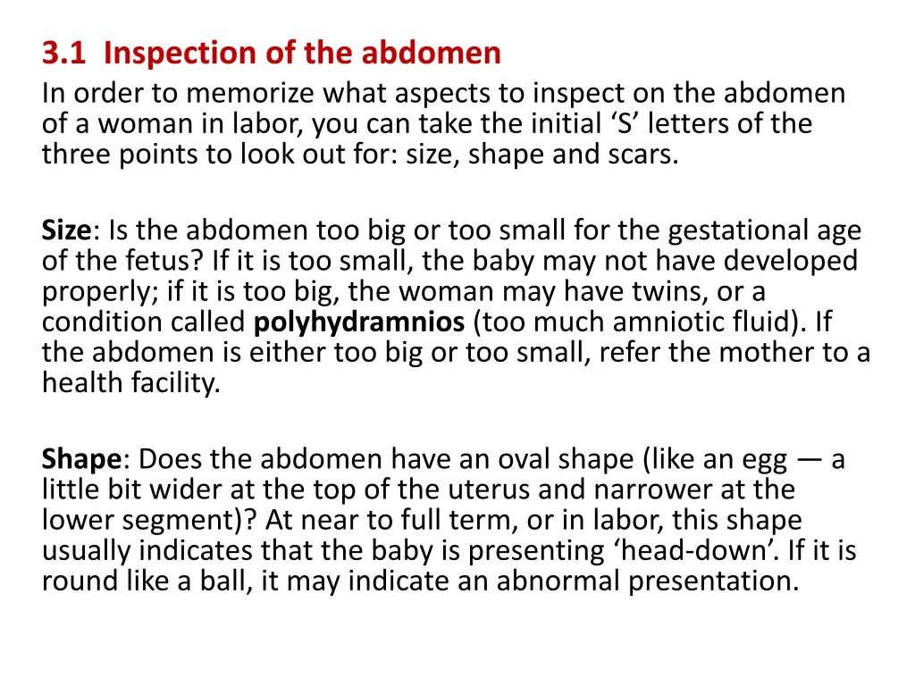 3 1 inspection of the abdomen in order