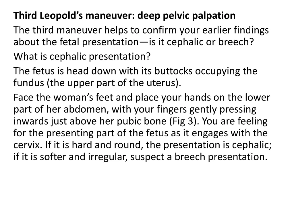 third leopold s maneuver deep pelvic palpation