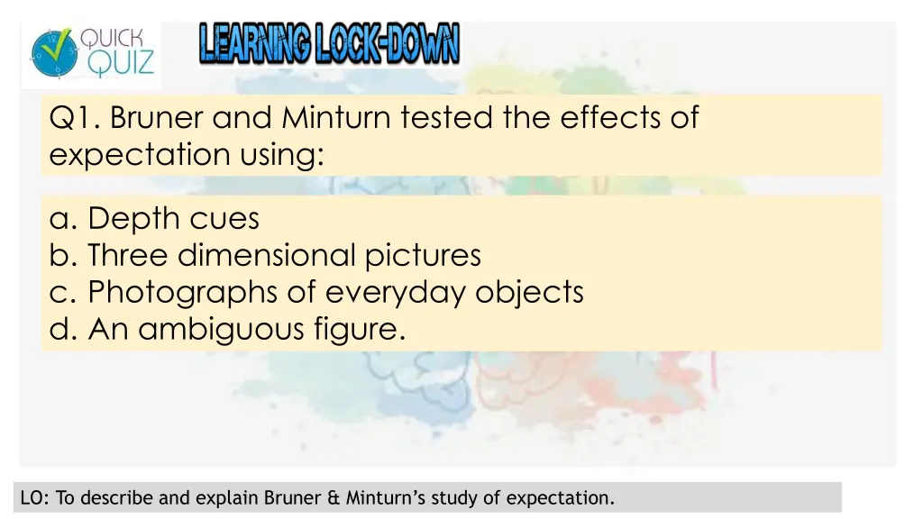 q1 bruner and minturn tested the effects