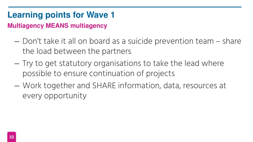 learning points for wave 1 multiagency means