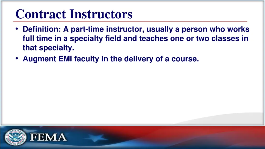 contract instructors definition a part time