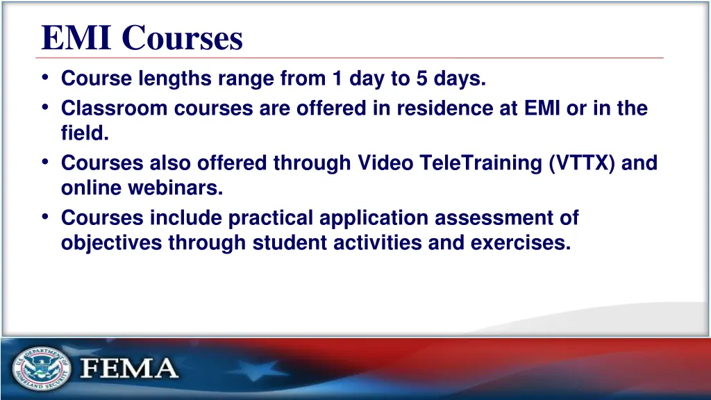 emi courses course lengths range from