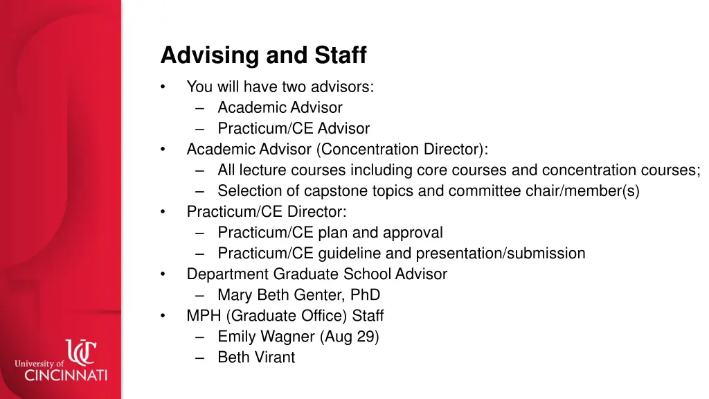 advising and staff