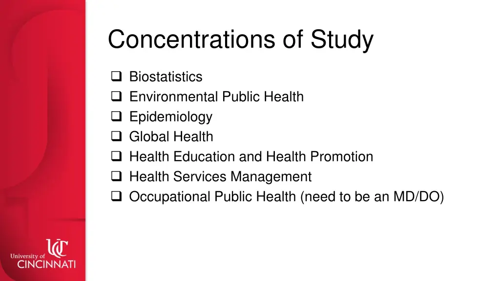 concentrations of study