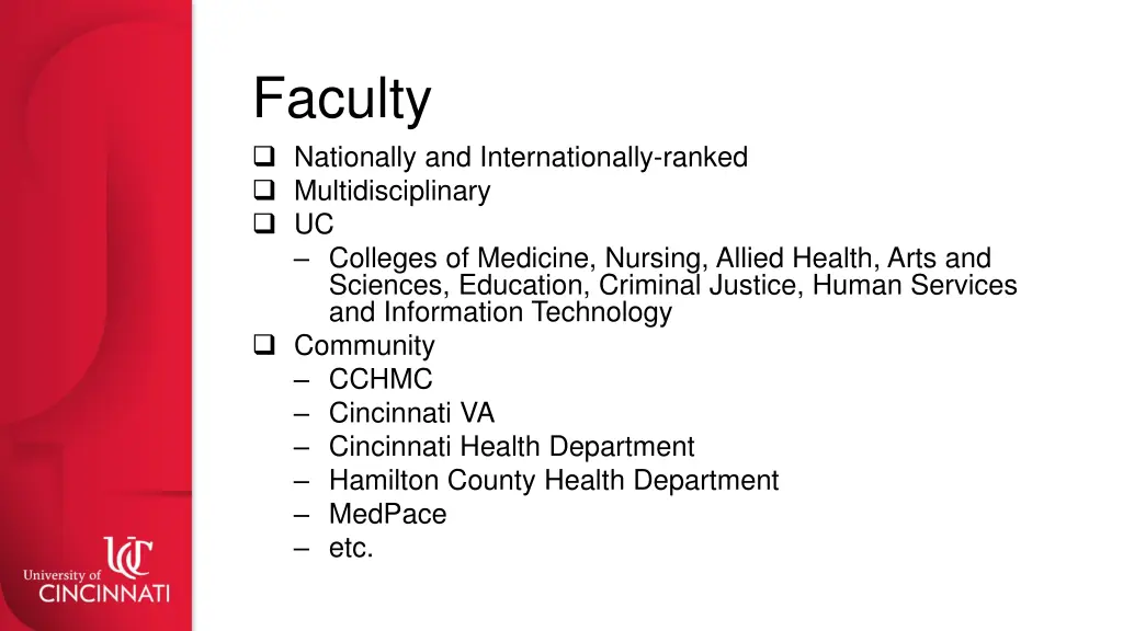 faculty nationally and internationally ranked