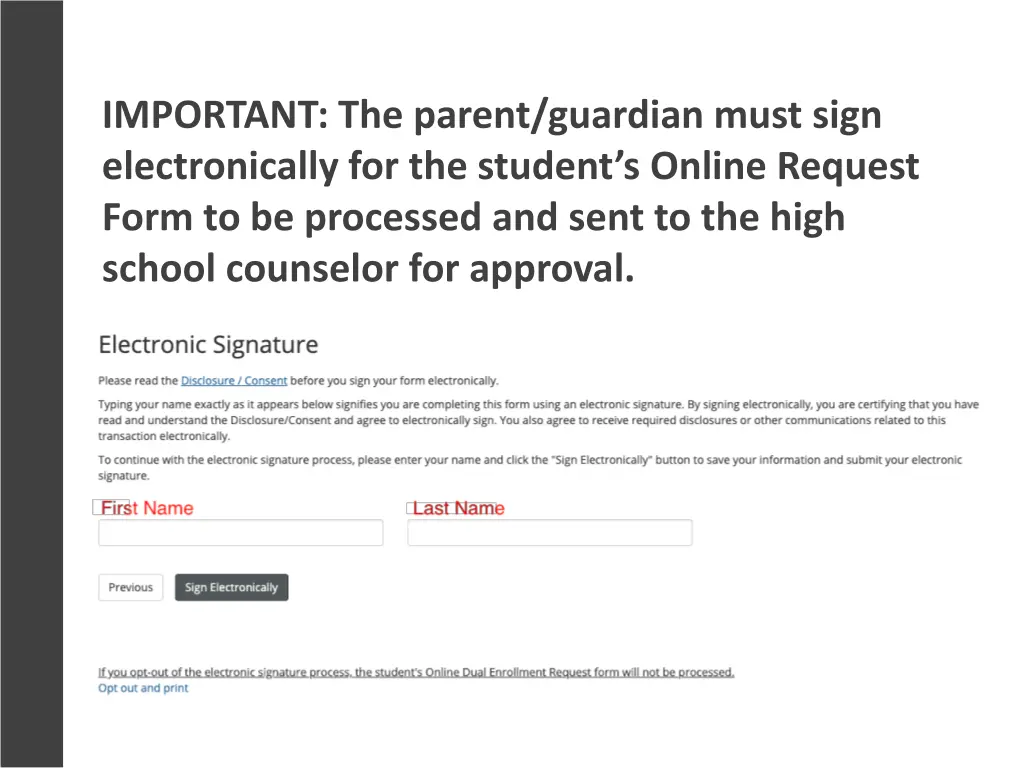 important the parent guardian must sign