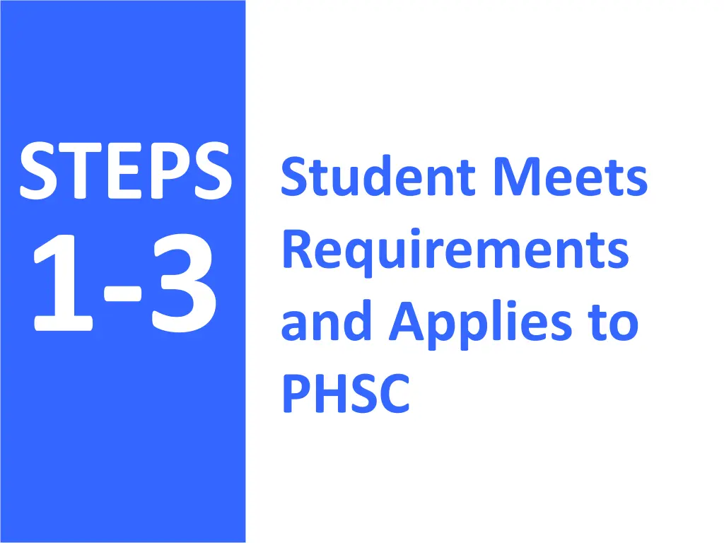 steps student meets requirements and applies