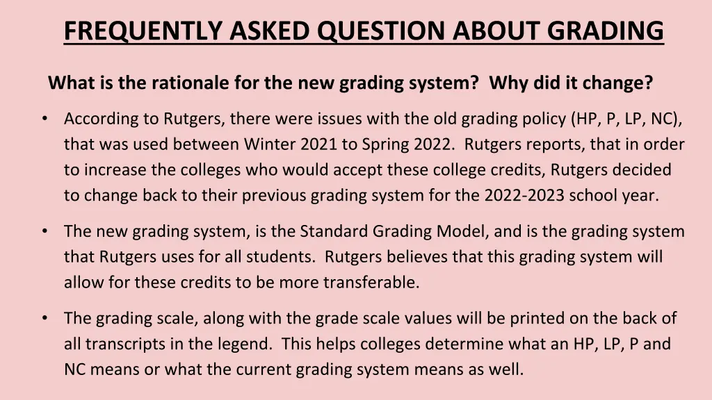 frequently asked question about grading