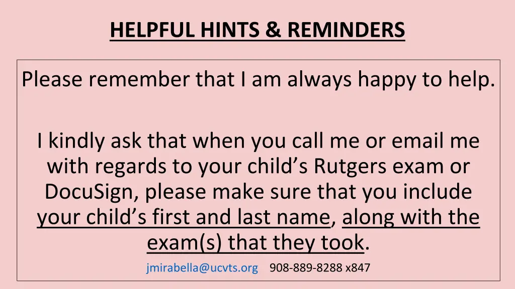 helpful hints reminders