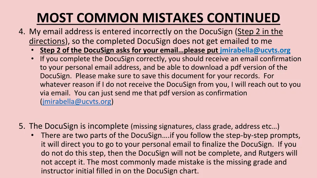 most common mistakes continued 4 my email address