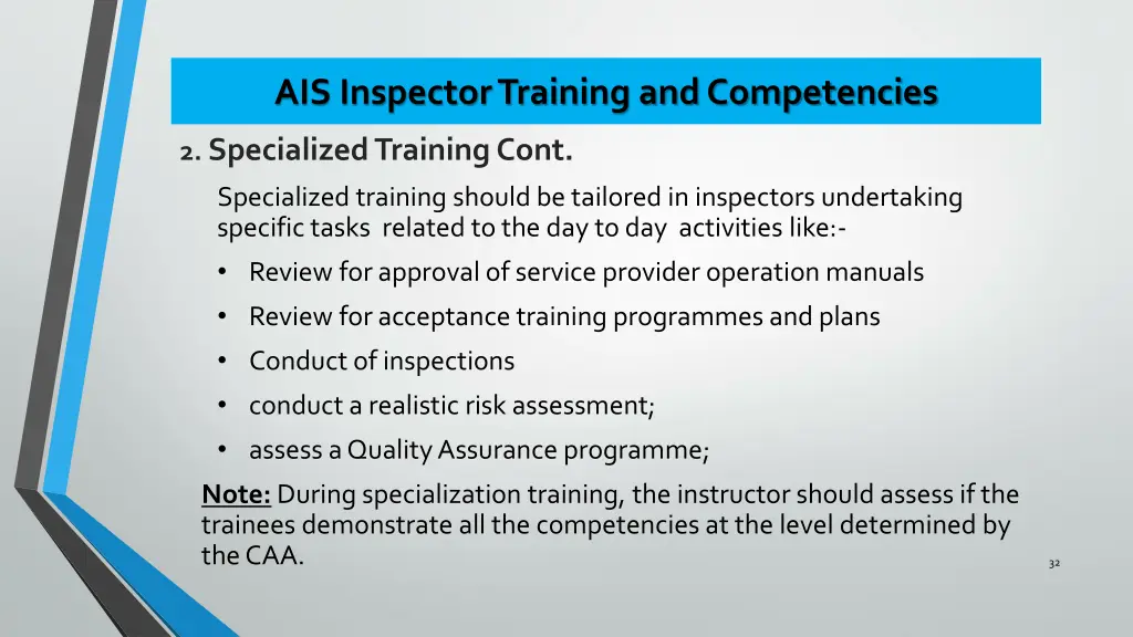 ais inspector training and competencies 8