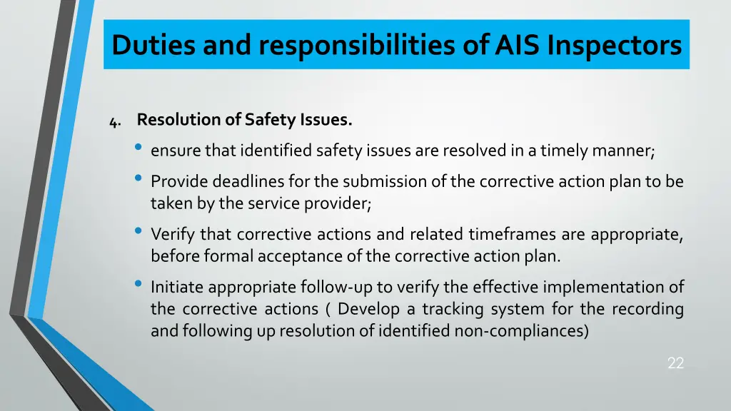 duties and responsibilities of ais inspectors 5