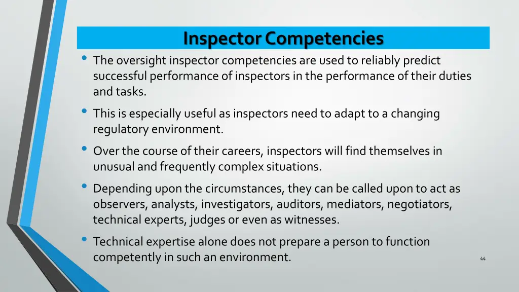 inspector competencies