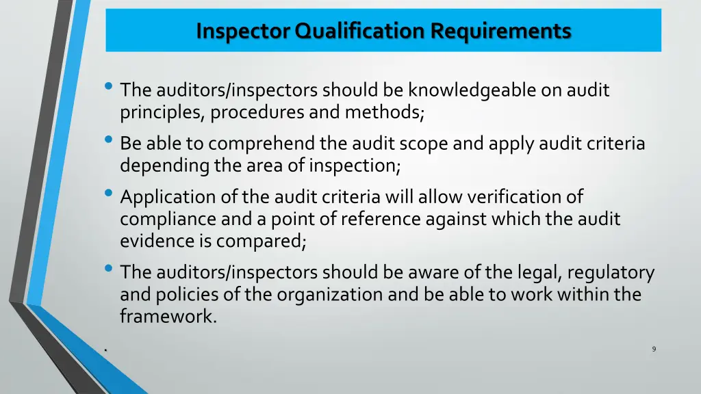 inspector qualification requirements