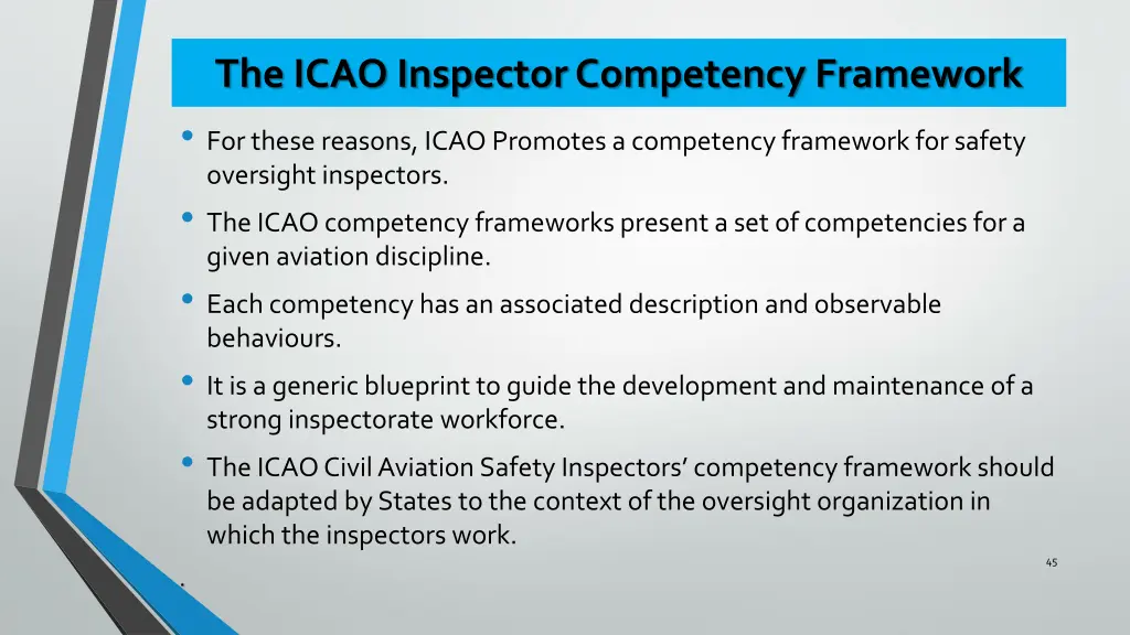 the icao inspector competency framework