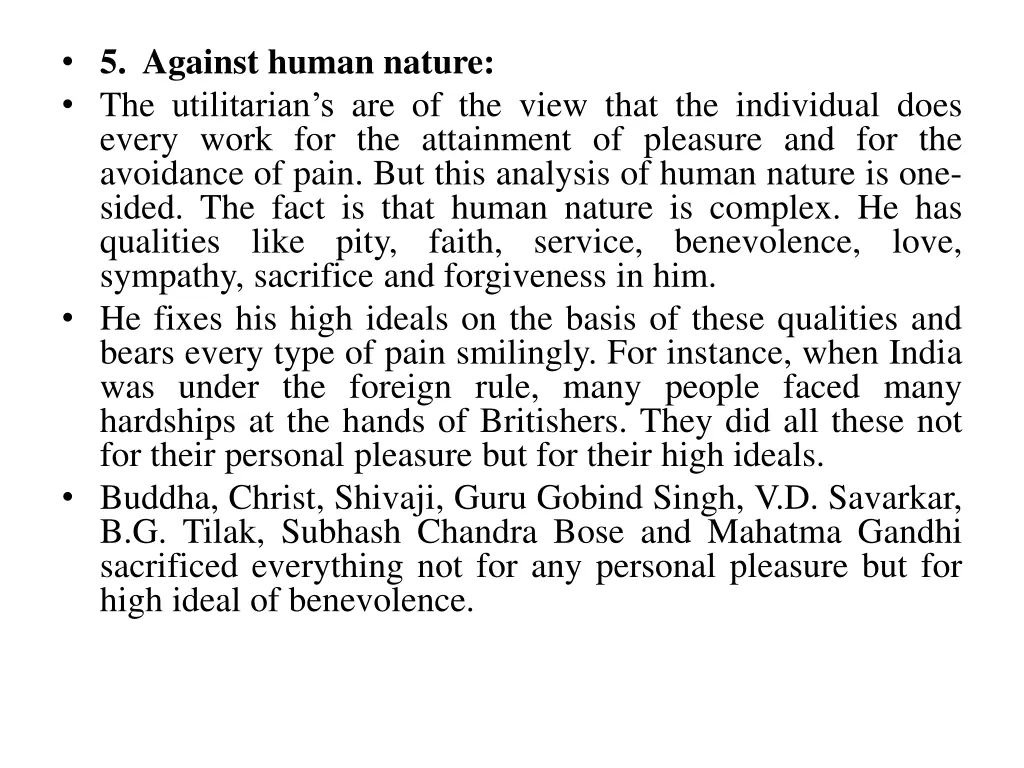 5 against human nature the utilitarian