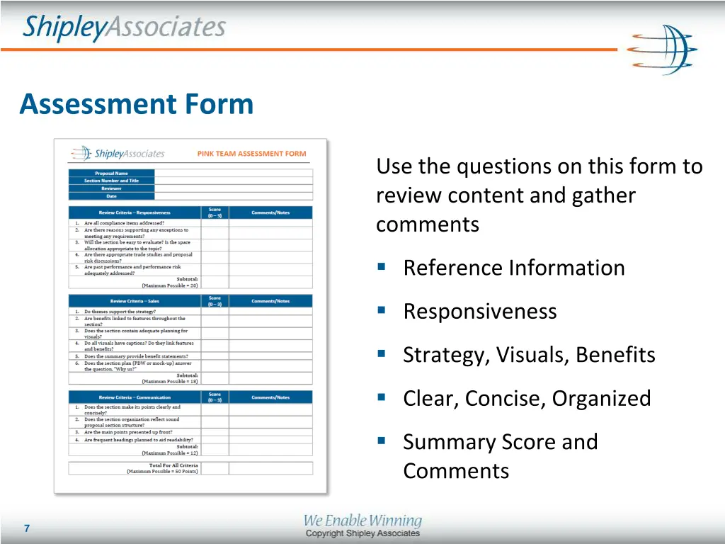 assessment form