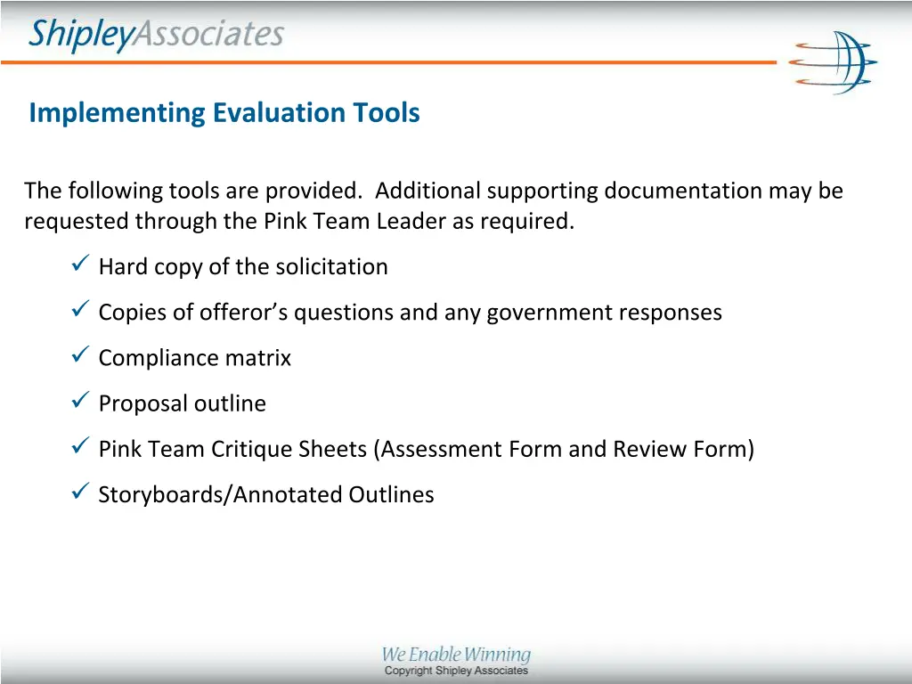 implementing evaluation tools