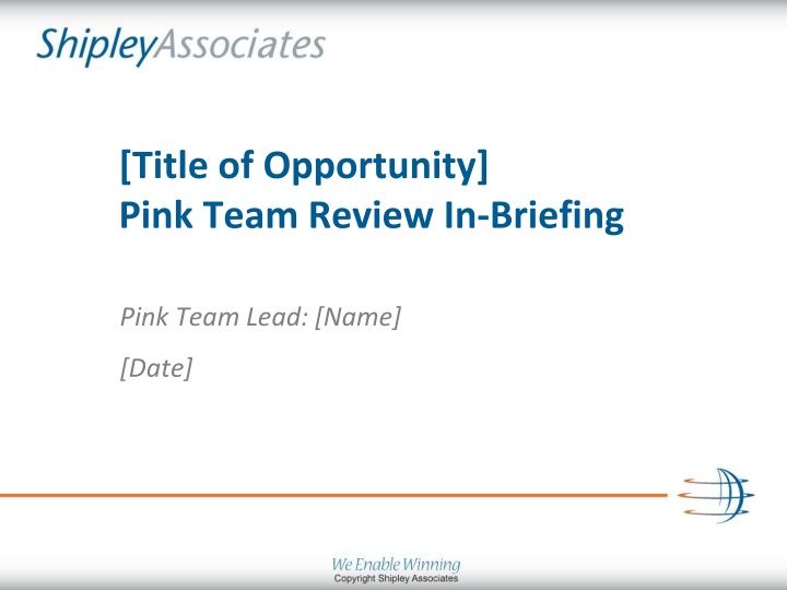 title of opportunity pink team review in briefing