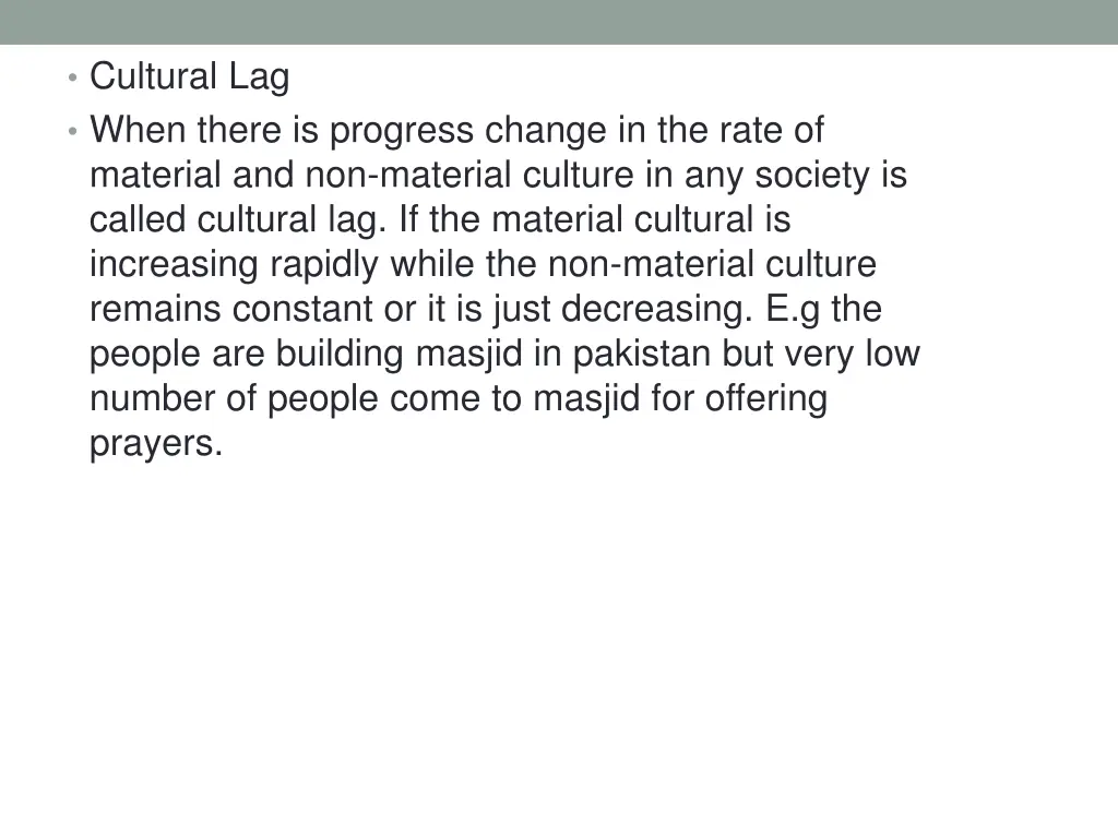 cultural lag when there is progress change