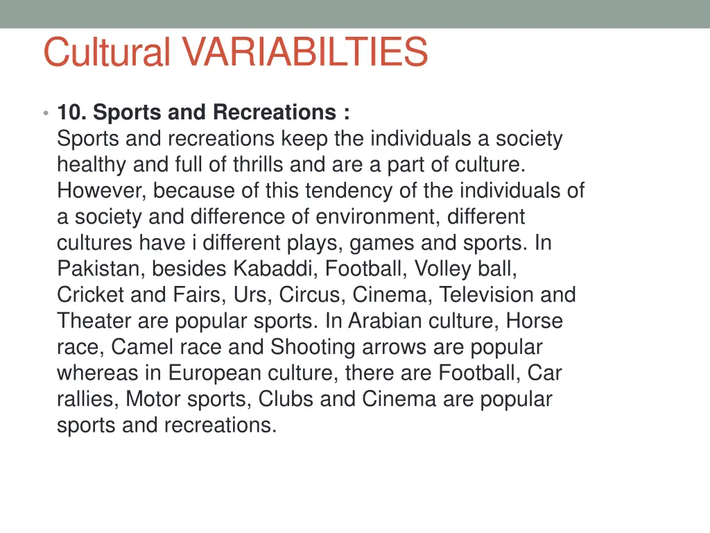 cultural variabilties 9