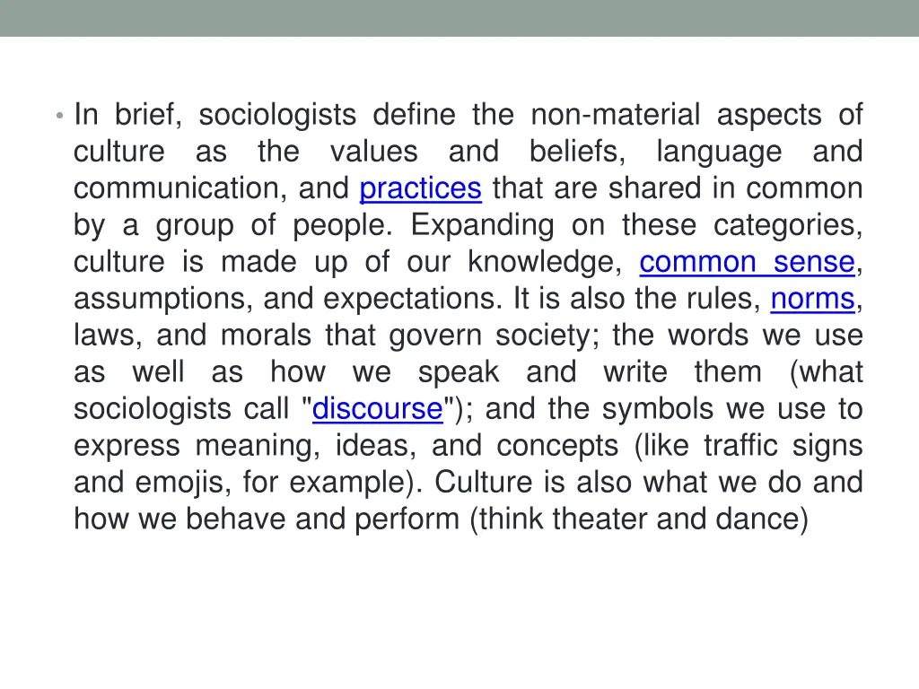 in brief sociologists define the non material