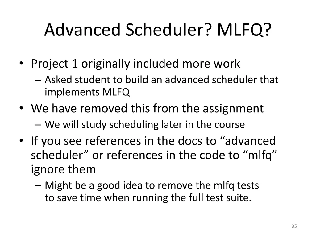 advanced scheduler mlfq