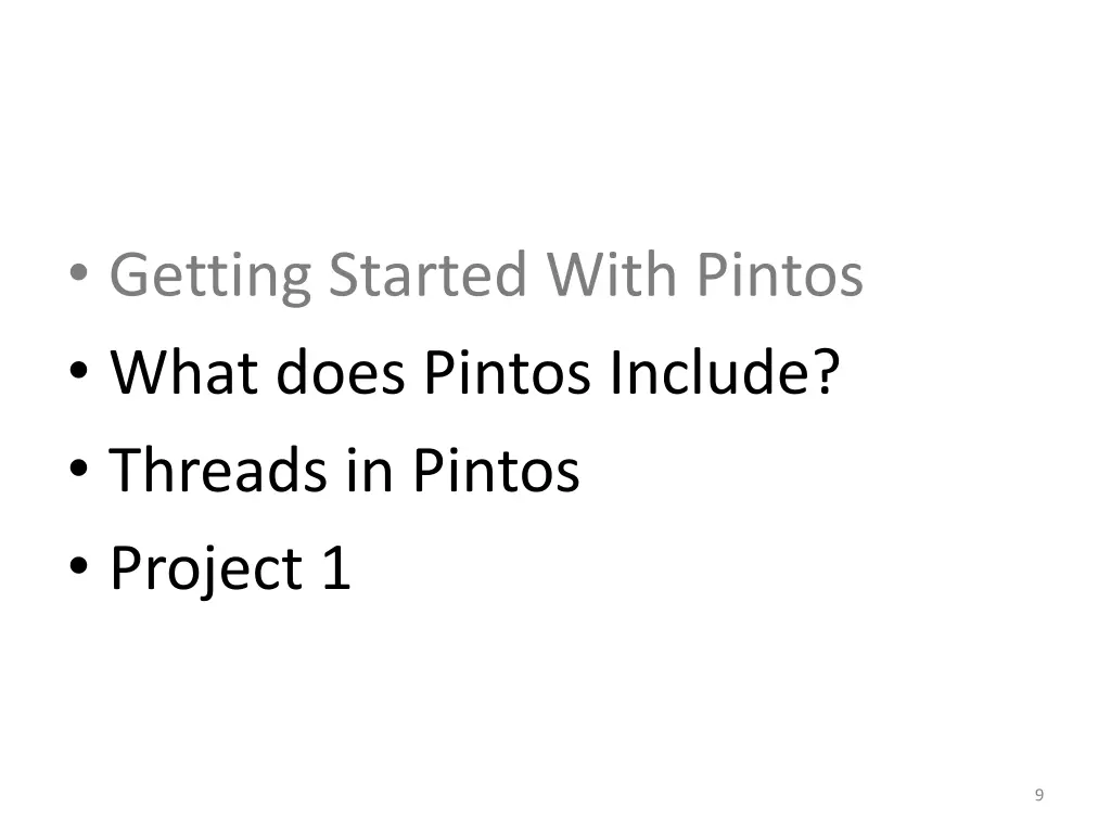 getting started with pintos what does pintos 1