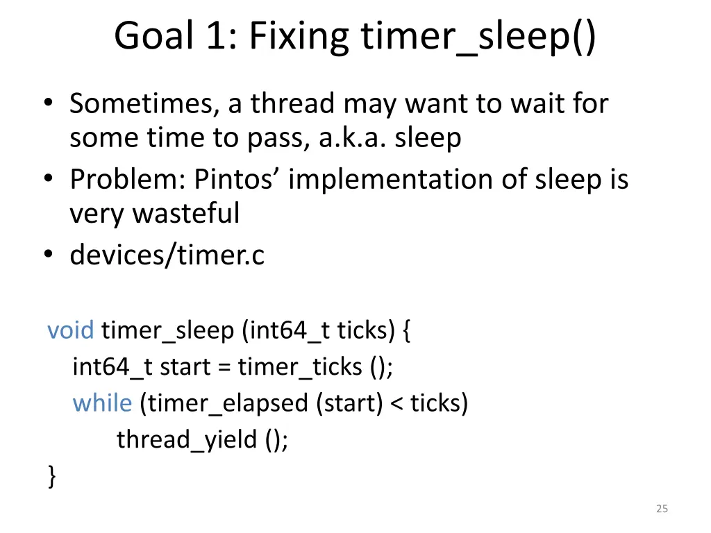 goal 1 fixing timer sleep