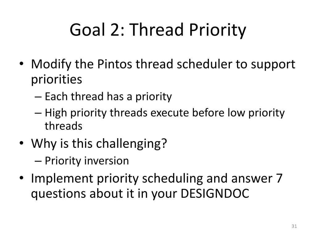 goal 2 thread priority