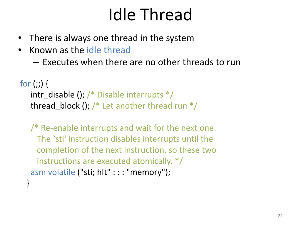 idle thread