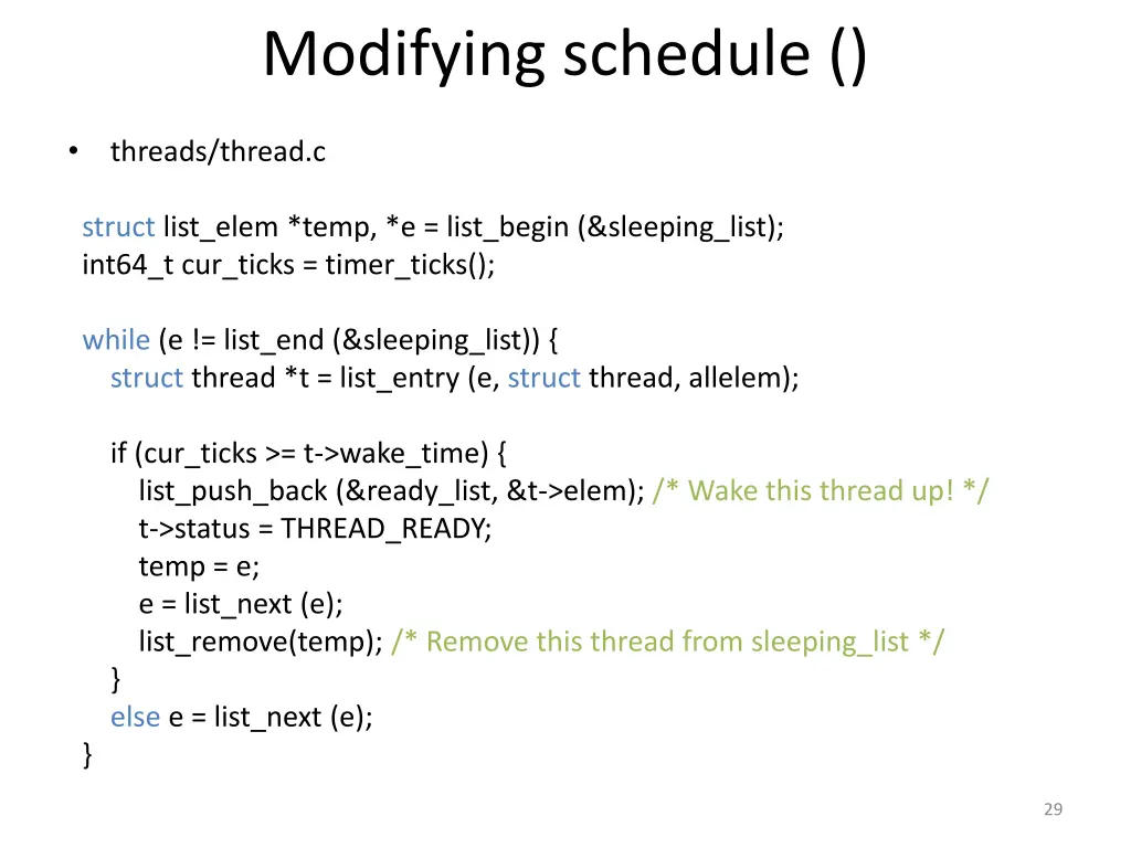 modifying schedule