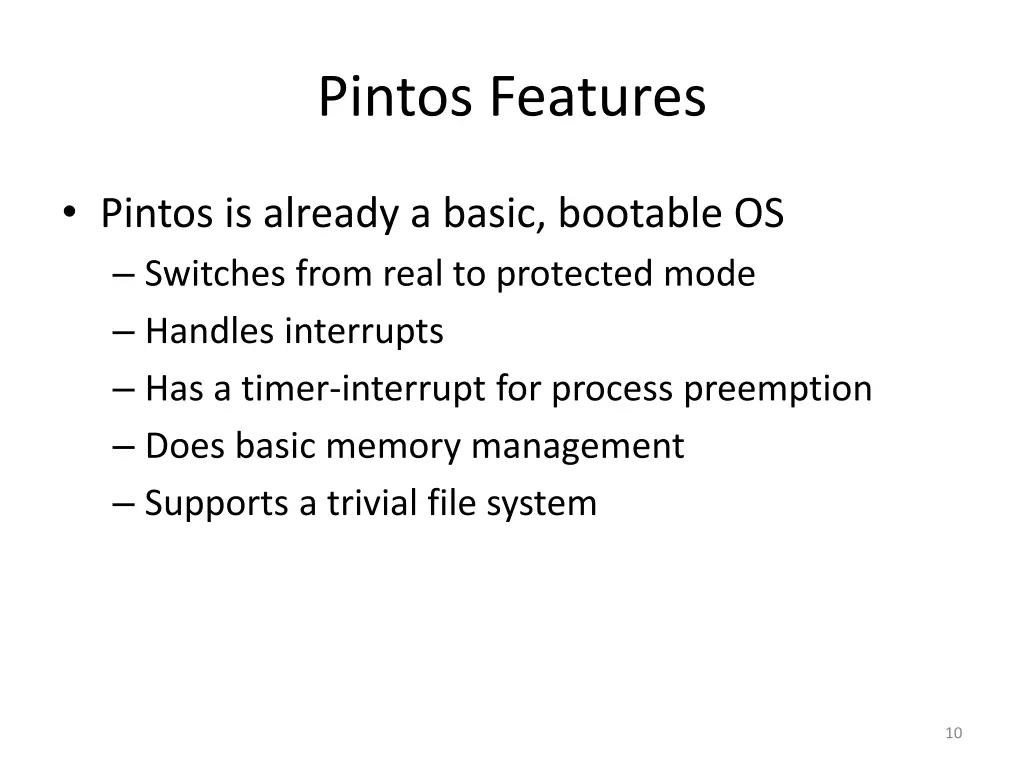 pintos features