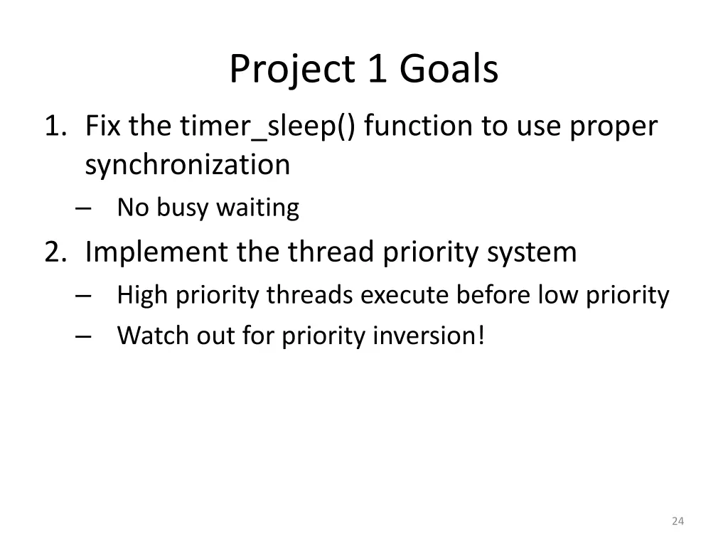 project 1 goals