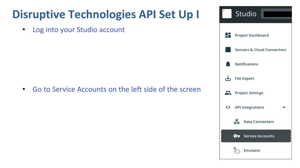 disruptive technologies api set up i log into