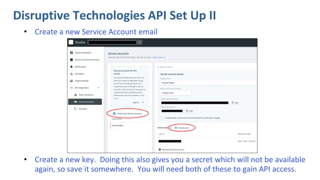 disruptive technologies api set up ii create