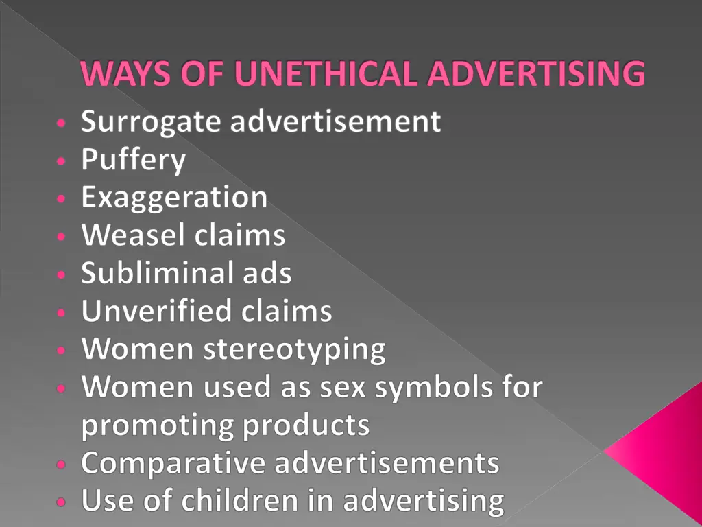 ways of unethical advertising